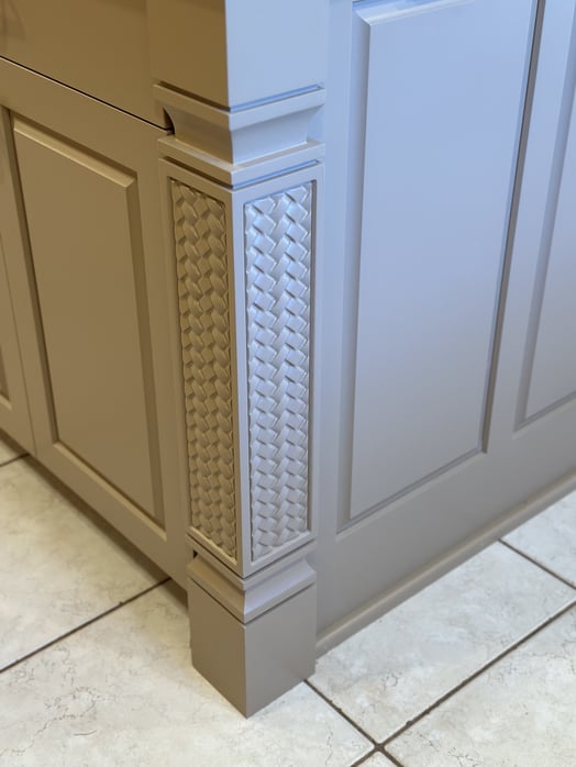 Kitchen Island legs. Custom painted basket weave posts